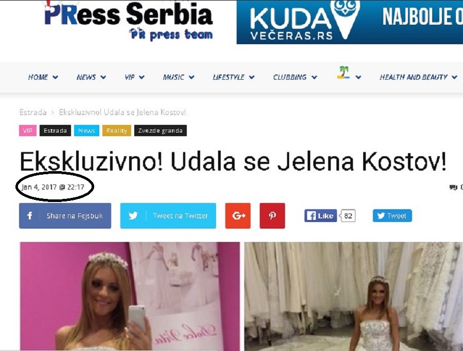 Potvrđeno pisanje PRessSerbia.com: Jelena Kostov ozvaničila brak početkom januara!