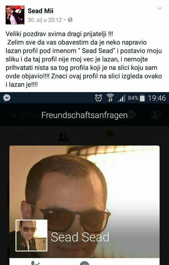 Sead:“Nije mi jasno ko je toliko zaludan, da pravi lažne profile“?!