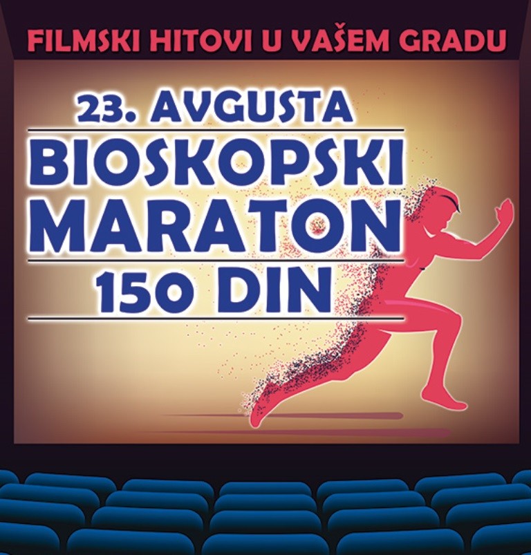 "Bioskopski maraton” po ceni ulaznice od samo 150 dinara u sredu 23. avgusta u bioskopima Roda Cineplex, Arena Cineplex i Mobil 3D bioskopima