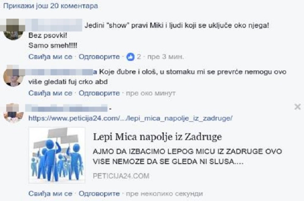 Gledaoci pokrenuli peticiju da izbace Lepog Miću iz Zadruge!