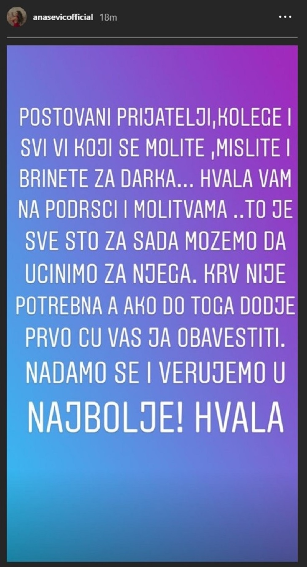 Ostaje nam samo da se molimo ! Ana Sević je videla Darka i konačno se oglasila