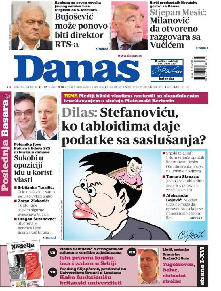 OVO SU DANAŠNJE NASLOVNE STRANE