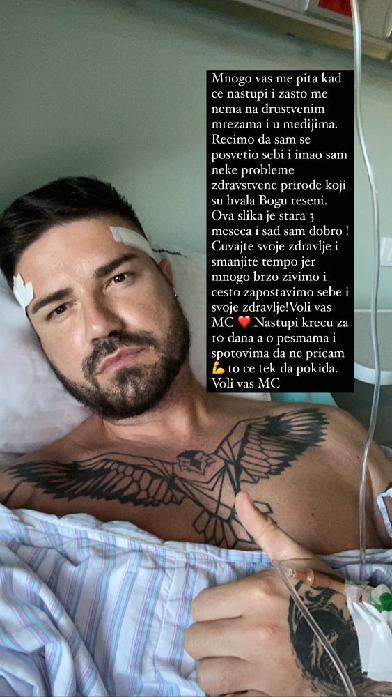 MC Stojan zabrinuo pratioce selfijem iz bolničke sobe