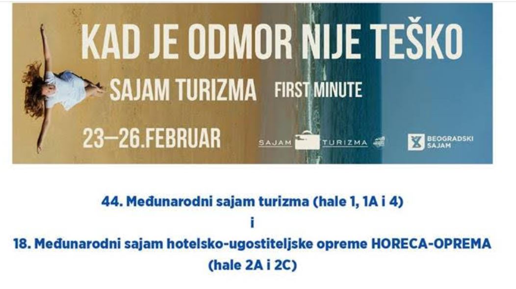 Sajam turizma i Sajam HORECA-OPREMA na Beogradskom sajmu od 23. do 26. februara